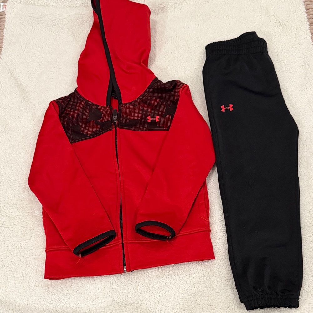 Under Armour Red & Black Hoodie and Joggers Set - Kids